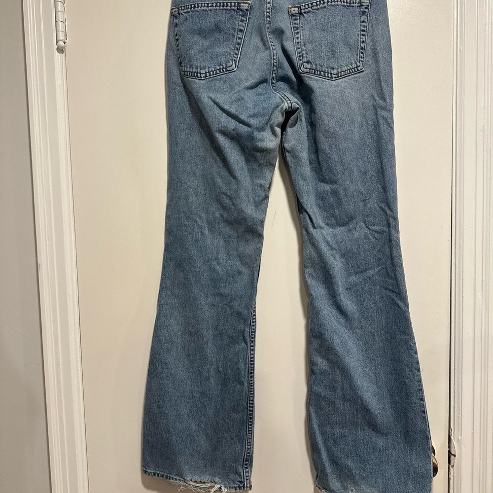 Vintage Y2k Gap Jeans Women 8R Blue Flare Medium Wash Cotton Distressed - Picture 2 of 12